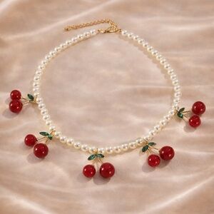 Cherry Pearl Gold Necklace